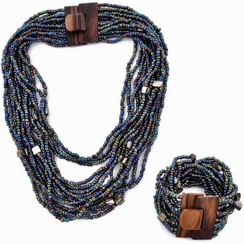 Shanti Bracelet & Necklace Set | Peacock Bracelets - Blackwood Premium