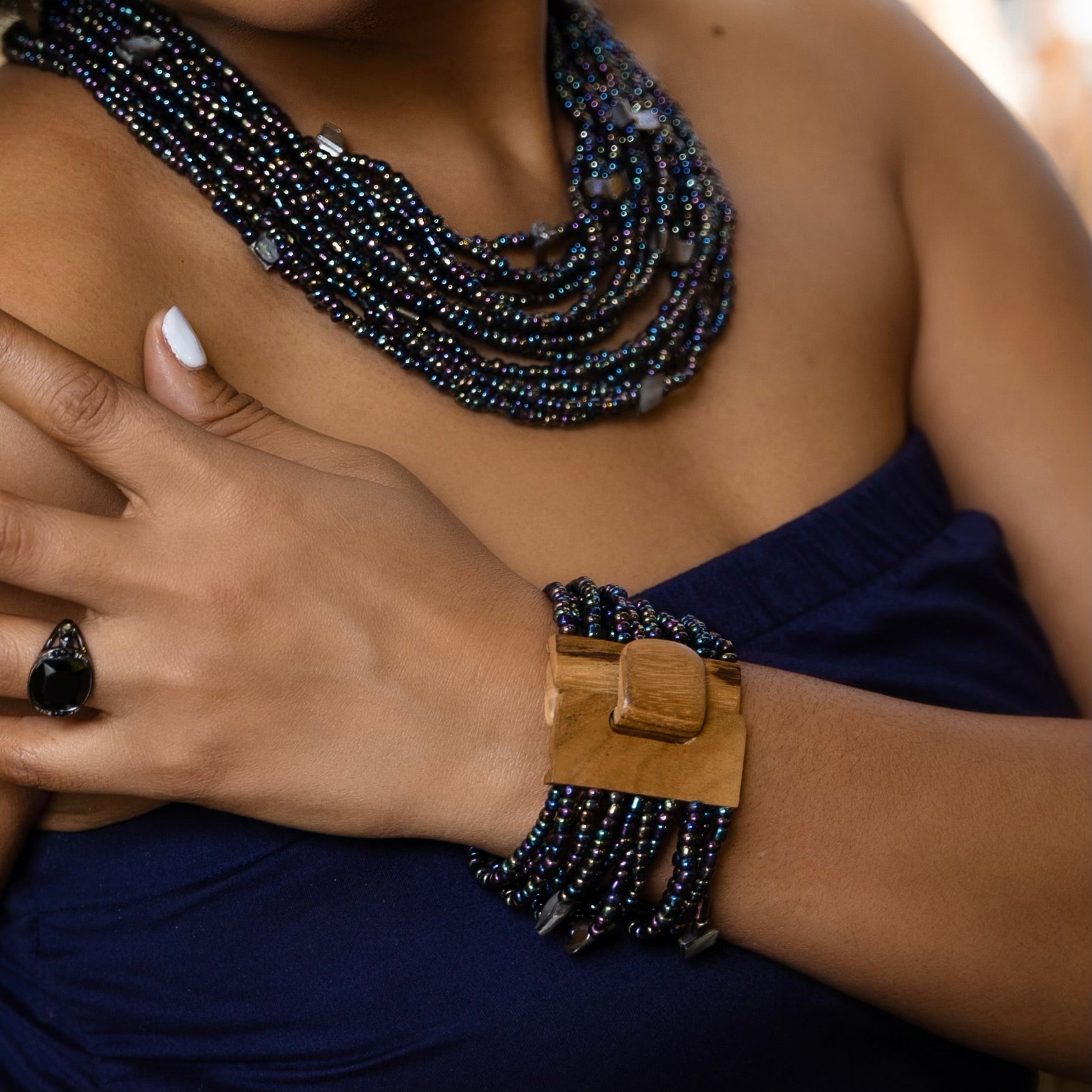 Shanti Bracelet & Necklace Set | Peacock Bracelets - Blackwood Premium