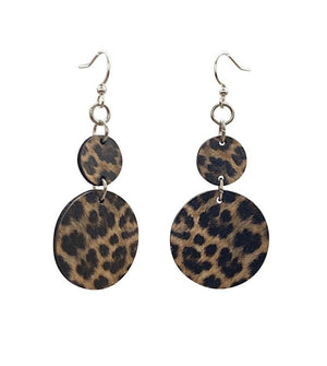 Leopard Print Wood Earrings Earrings - Blackwood Premium